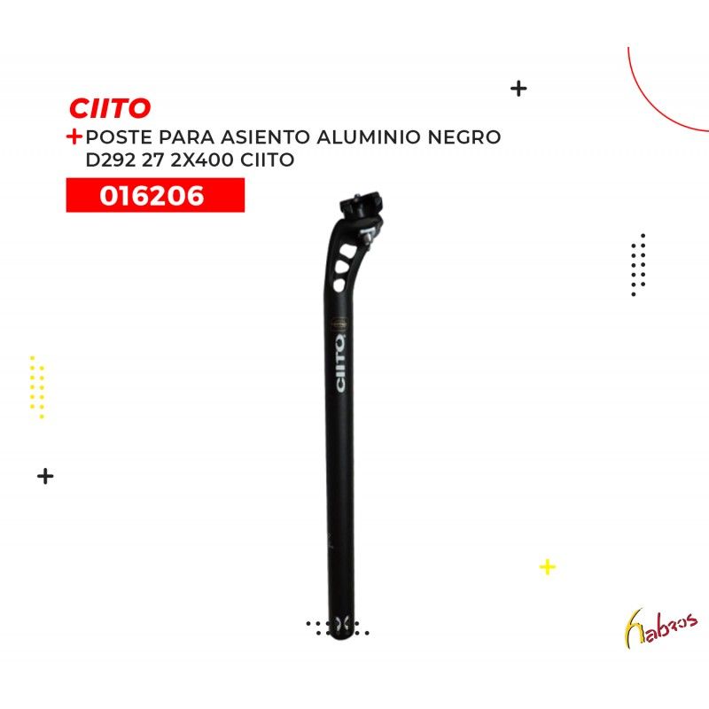 016206 (POSTE DE ASIENTO DE ALUMINIO CON BROCHE, MODELO D292, COLOR NEGRO, DE 27.2X400MM. MARCA CIITO)