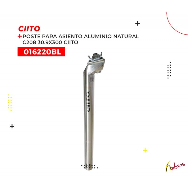 016220BL (POSTE DE ASIENTO DE ALUMINIO CON BROCHE, MODELO C208, COLOR NATURAL, DE 30.9X300MM. MARCA CIITO)