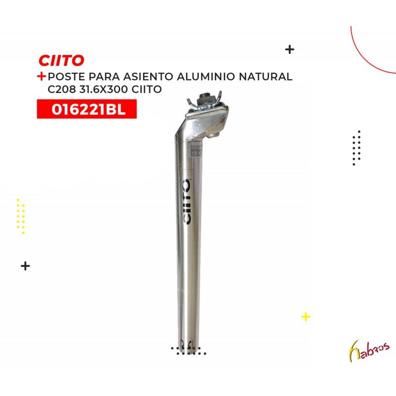 016221BL (POSTE DE ASIENTO DE ALUMINIO CON BROCHE, MODELO C208, COLOR NATURAL, DE 31.6X300MM. MARCA CIITO)