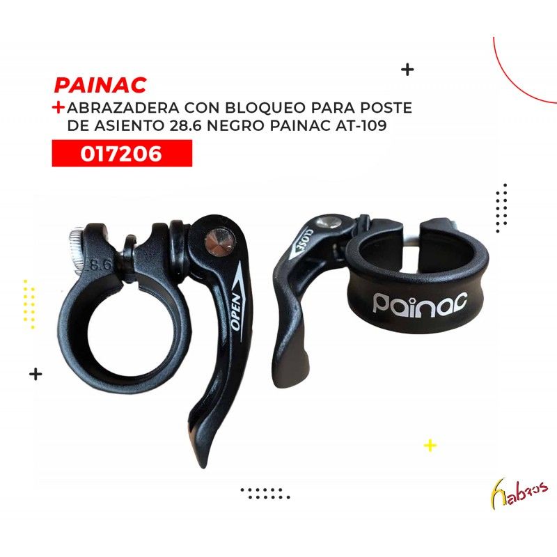 (017206) ABRAZADERA CON BLOQUEO PARA POSTE DE ASIENTO 28.6 NAT PAINAC AT-109 NEGRO