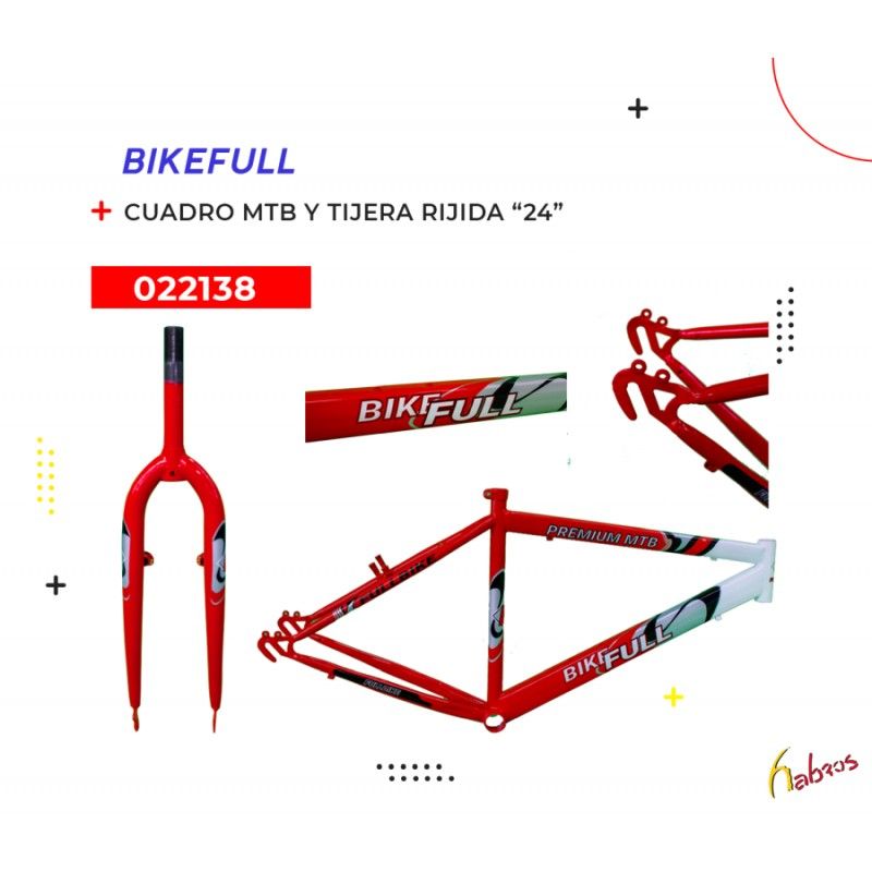 022138 -CUADRO TIJERA C/P 24" MTB FULLBIKE ROJO/BLANCO