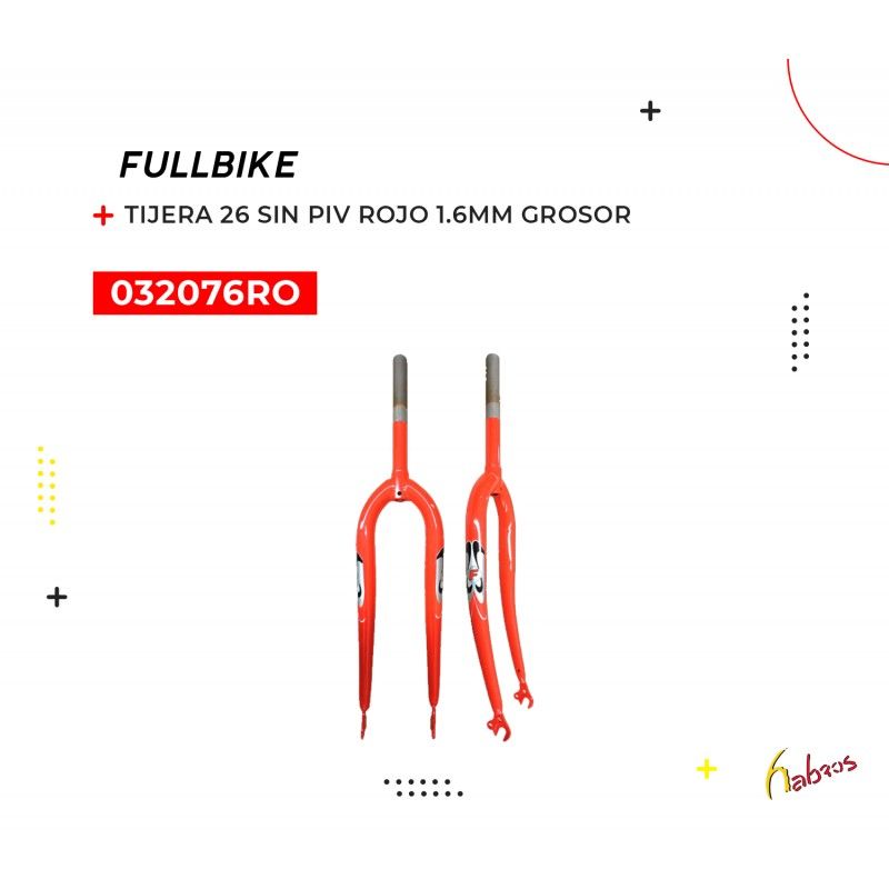 (032076RO) TIJERA 26 MTB S/PIVOTE ROJO 1.6MM GROSOR FULLBIKE
