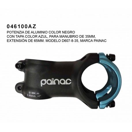 046100AZ (POTENZIA DE ALUMINIO MODELO:D607-8-35 COLOR NEGRO CON TAPA COLOR AZUL, PARA MANUBRIO DE 35MM)