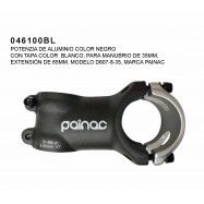 046100BL (POTENZIA DE ALUMINIO MODELO:D607-8-35 COLOR NEGRO CON TAPA COLOR BLANCO, PARA MANUBRIO DE 35MM, EXTENSIÓN DE 65MM)