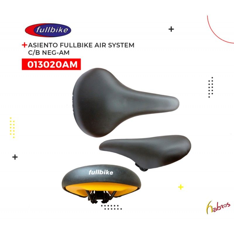 013020AM (ASIENTO FULLBIKE AIR SYSTEM NEGRO-AMARILLO  CON BROCHE)