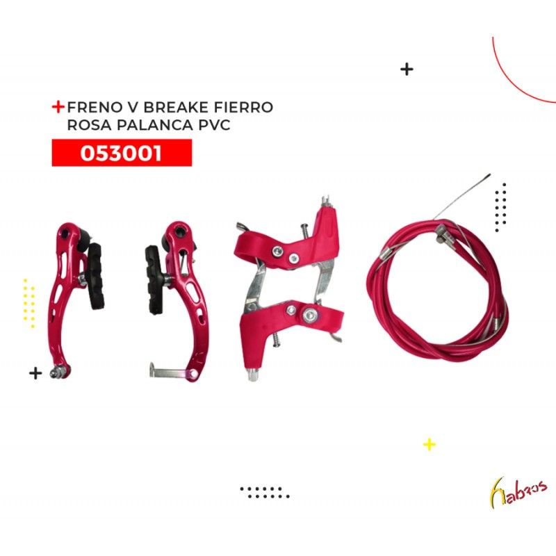 (053001) FRENO V FIERRO ROSA/BLANCO PALANCA PLASTICO