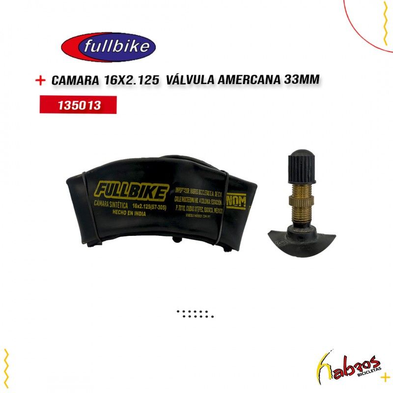 135013 - CAMARA 16x2.125 VALVULA AMERICANA 33MM FULLBIKE