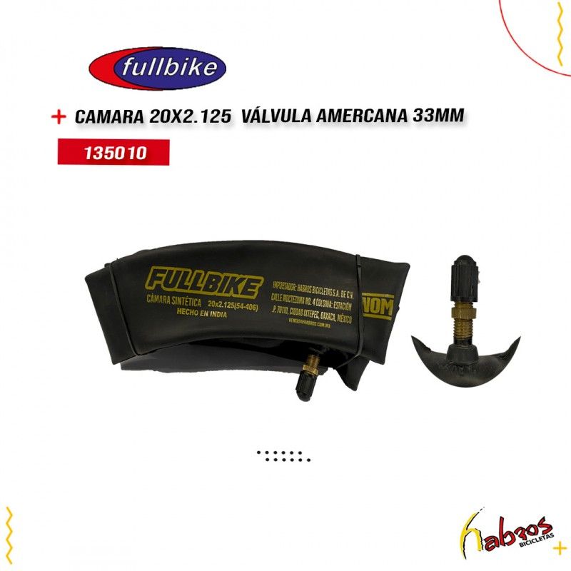 135010 - CAMARA 20x2.125 VALVULA AMERICANA 33MM FULLBIKE