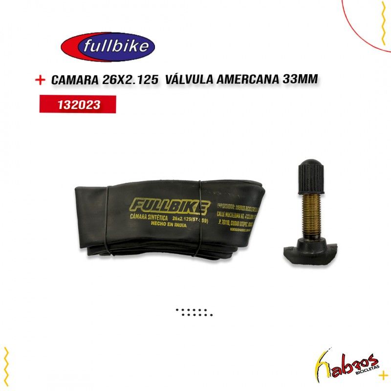132023 - CAMARA 26x2.125 VALVULA AMERICANA 33MM FULLBIKE