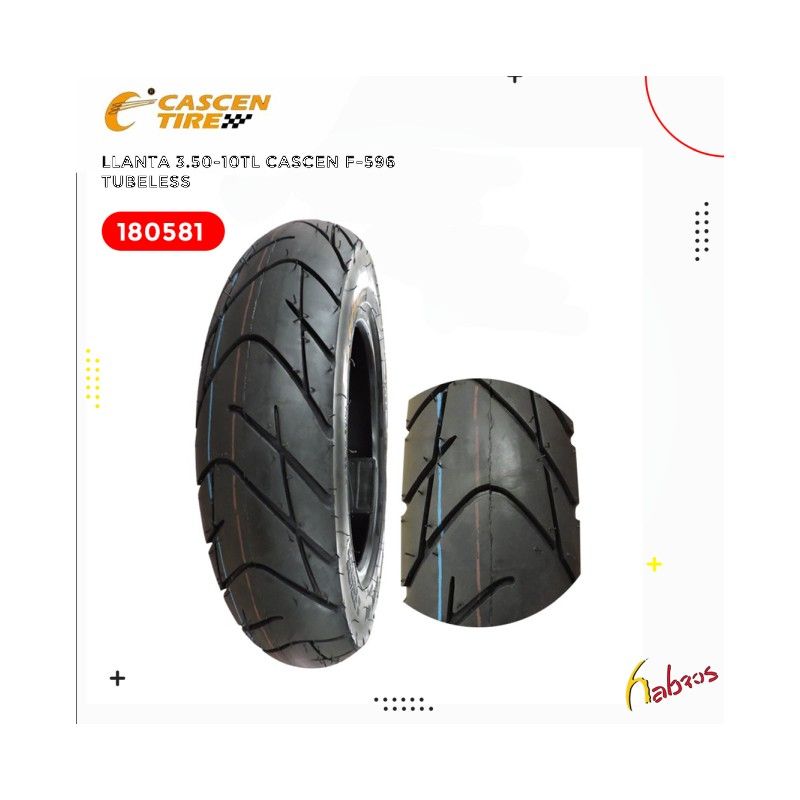 (180581) LLANTA 3.50-10 F-596 TUBLESS CASCEN
