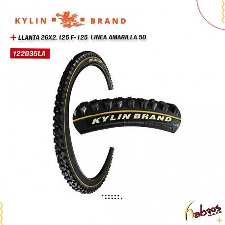 122035LA - LLANTA 26X2.125 KYLIN BRAND LINEA AMARILLA F-125