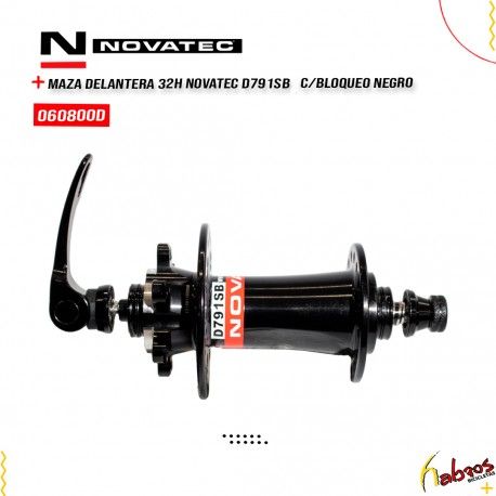 (060800D) MAZA DELANTERA 32 HOYOS MARCA NOVATEC MODELO D791SDB C/BLOQUEO NEGRA
