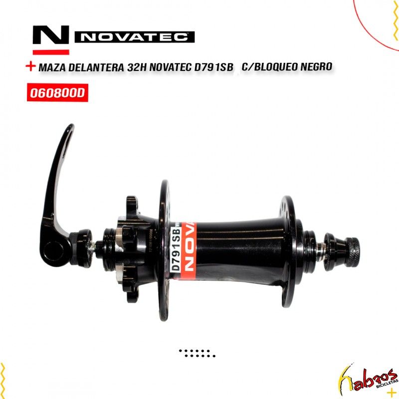 (060800D) MAZA DELANTERA 32 HOYOS MARCA NOVATEC MODELO D791SDB C/BLOQUEO NEGRA