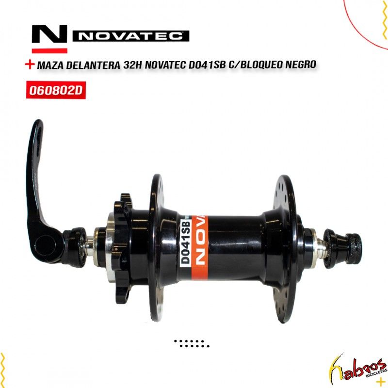 (060802D) MAZA DELANTERA 32 HOYOS NOVATEC MODELO:D041SB C/BLOQUEO NEGRA