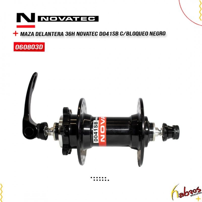(060803D) MAZA DELANTERA 36 HOYOS NOVATEC MODELO:D041SB C/BLOQUEOO NEGRA