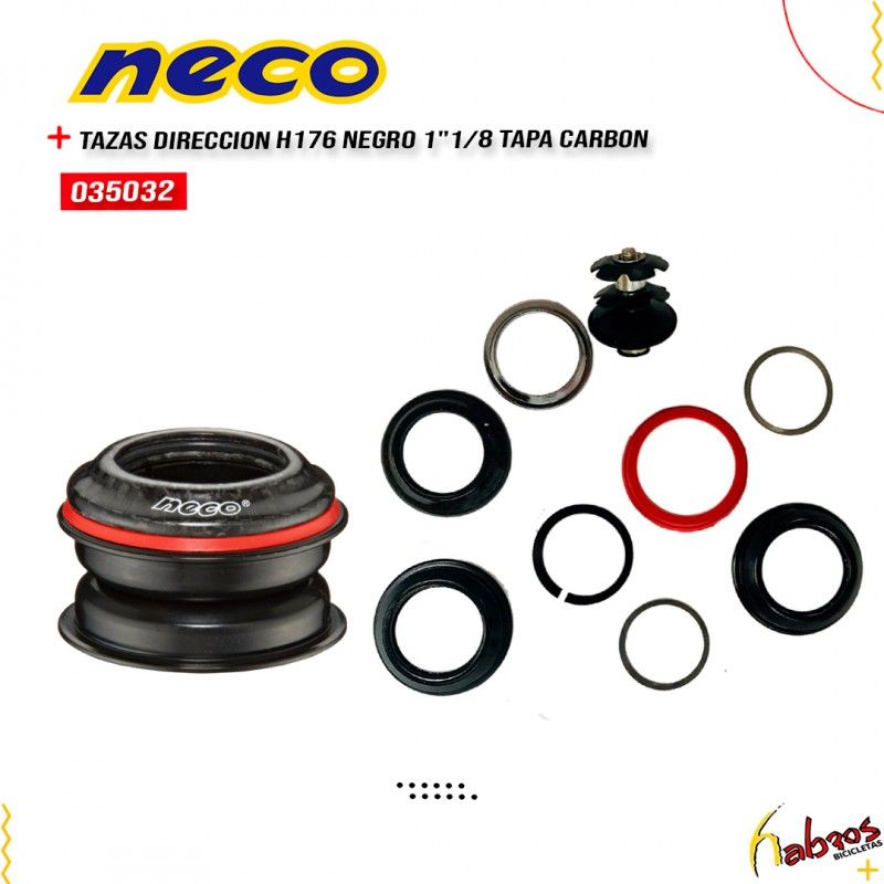 (035032)TAZA DE DIRECCION NECO H176 NEG 1"1/8 tapacarbon