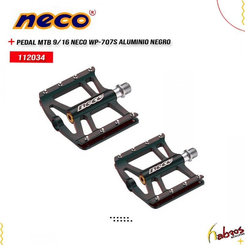 (112034) PEDAL MTB 9/16 NECO WP-707S ALUMINIO NEGRO