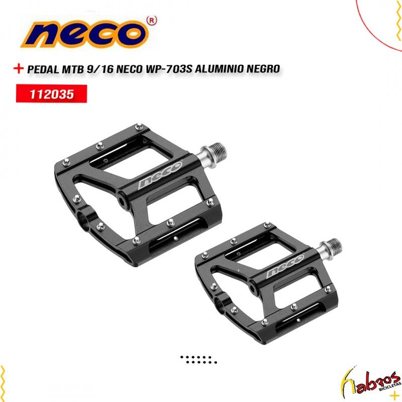 (112035) PEDAL MTB 9/16 NECO WP-703S ALUMINIO NEGRO
