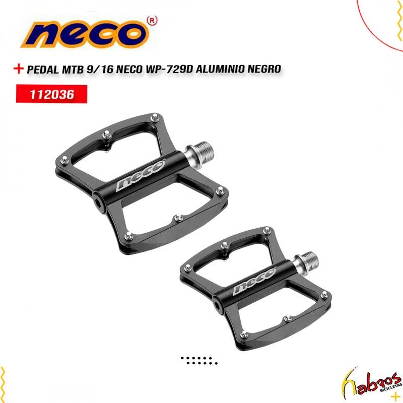 (112036) PEDAL MTB 9/16 NECO WP-729D ALUMINIO NEGRO