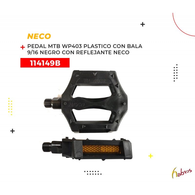(114149B) PEDAL MTB PLAST NECO403 NEG 9/16
