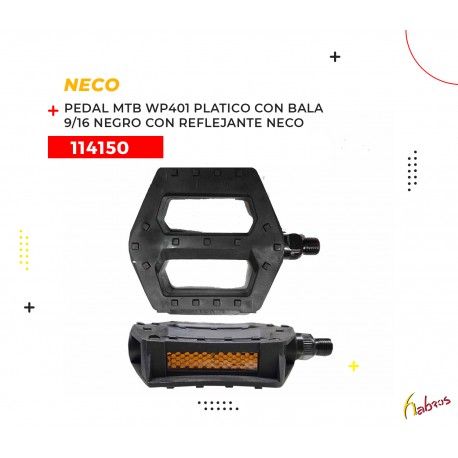 (114150) PEDAL WP401 PLASTICO C/BALA 9/16 MTB NEGRO CON REFLEJANTE