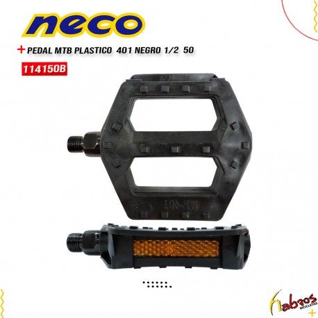 (114150B) PEDAL MTB PLAST NECO401 NEG 1/2