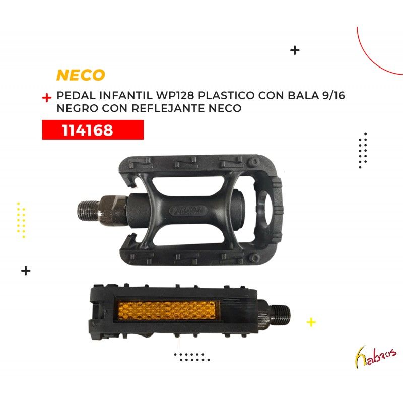 (114168)PEDAL INFANTIL 9/16 WP128 PLASTICO NEGRO NECO 50