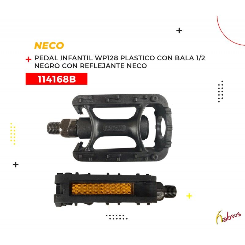 (114168B) PEDAL INFANTIL 1/2 WP128 PLASTICO NEGRO NECO 50