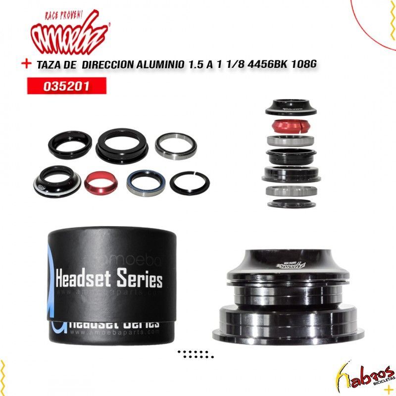 (035201) TAZA DE DIRECCION ALUMINIO 1.5 a 1 1/8 AMOEBA  MODELO HS4456BK