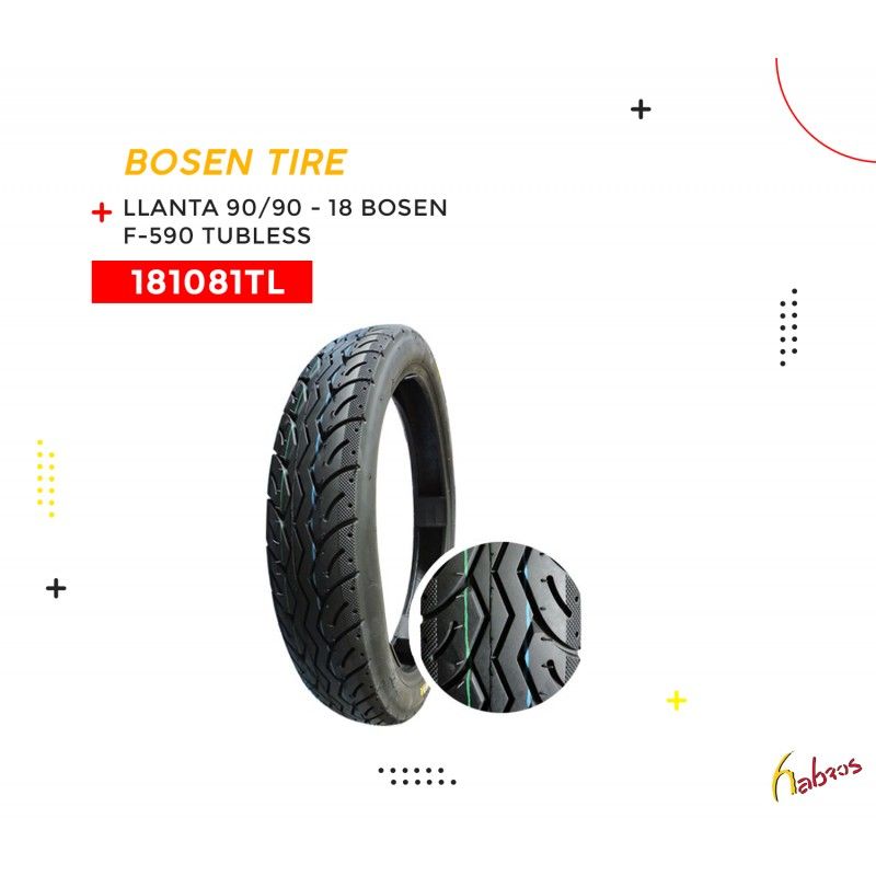 (181081TL) LLANTA 90/90-18 BOSEN F-590 TUBELES  2