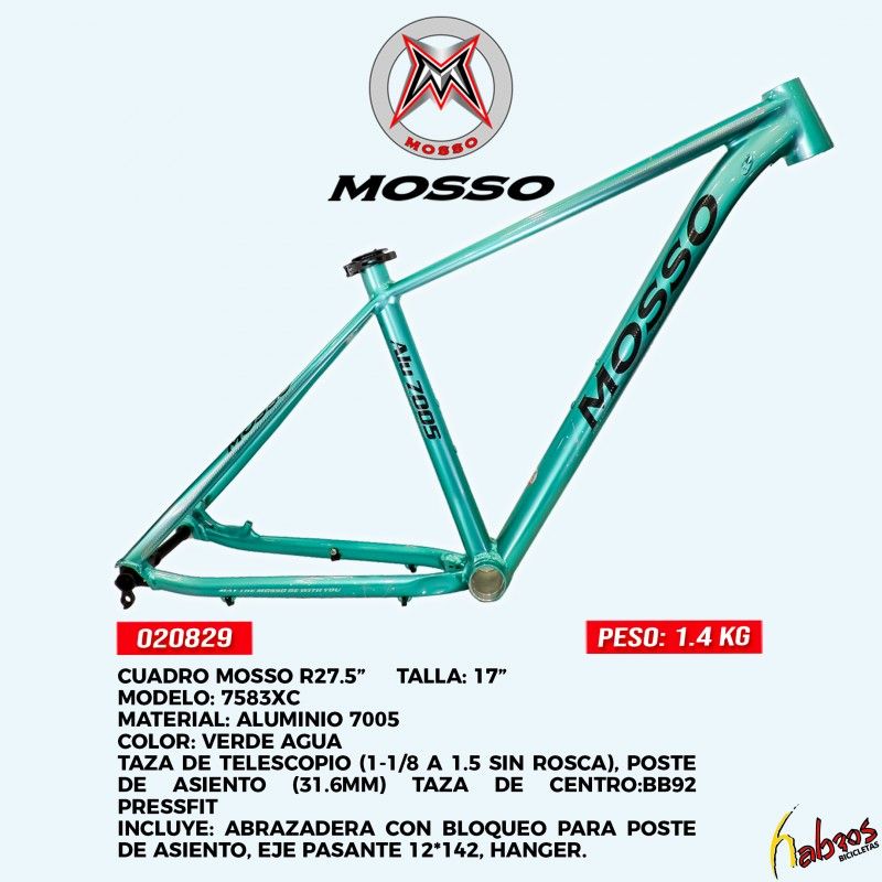(020829) CUADRO MOSSO 7583XC R27.5 T17 VERDE AGUA E.P