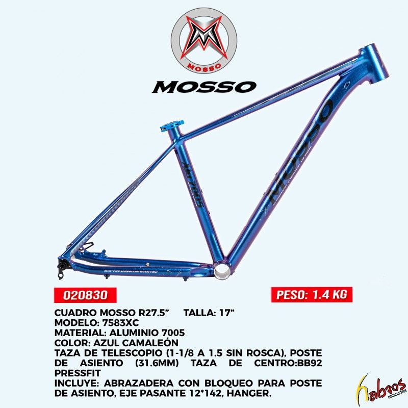 (020830) CUADRO MOSSO 7853XC R27.5 T17 AZUL CAMALEON E.P