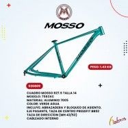 (020809) CUADRO MOSSO TALLA: 14 MODELO:7583XCT R-27.5 ALUMINIO 7005 COLOR: VERDE AGUA - NEGRO