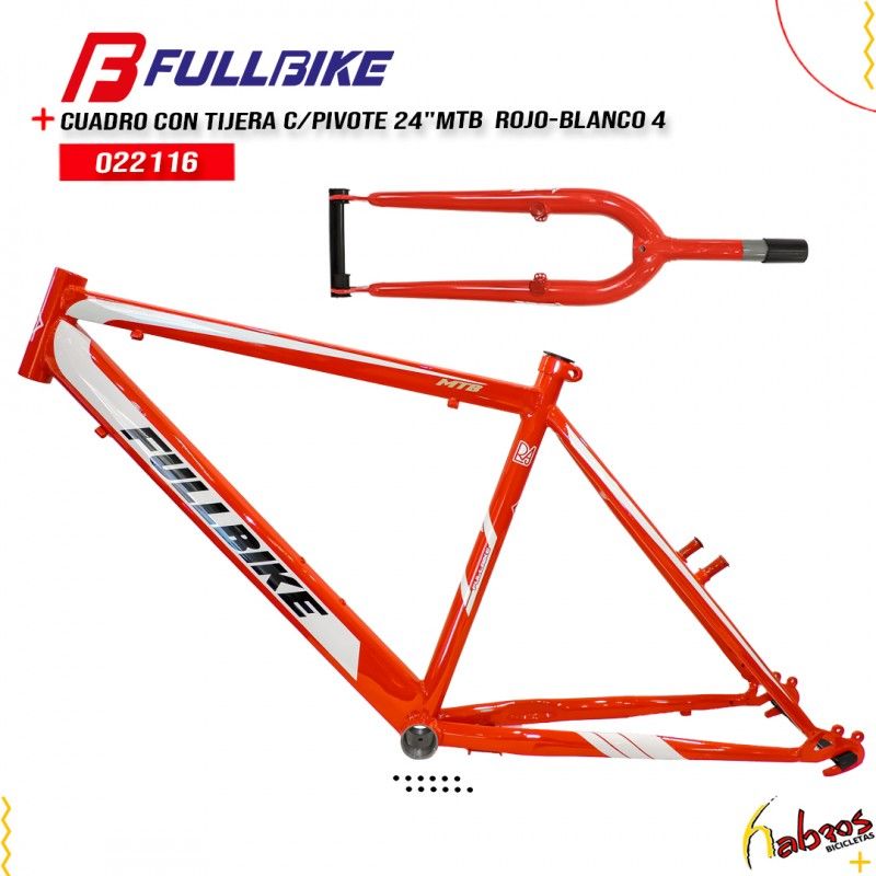 (022116) CUADRO CON TIJERA C/P 24"MTB FULLBIKE ROJ-BCO4