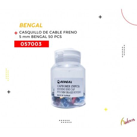 (057003) CASQUILLO DE CABLE FRENO 5MM BENGAL 50 PIEZAS