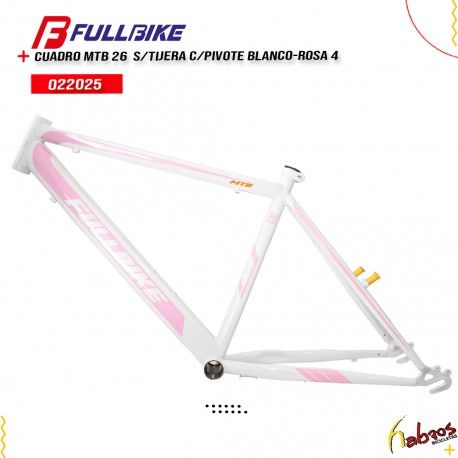 (02025) CUADRO MTB 26 FULLBIKE SIN TIJERA CON PIVOTE BLANCO-ROSA 4