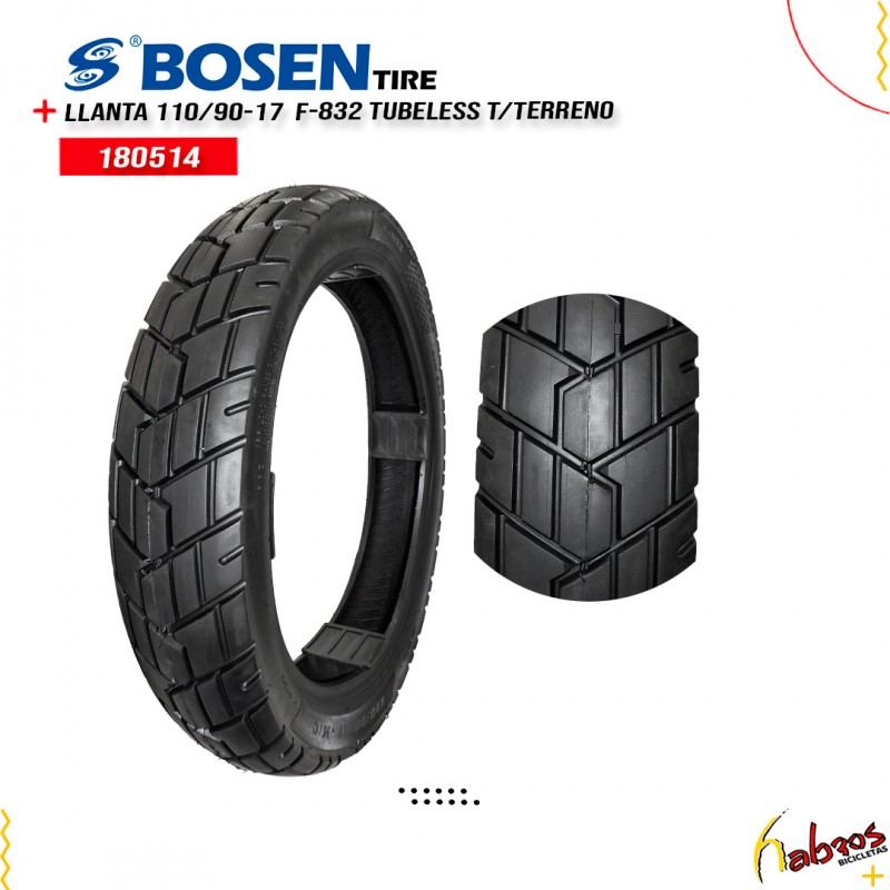 (180514) LLANTA 110/90-17 BOSEN F-832 TUBELES 2