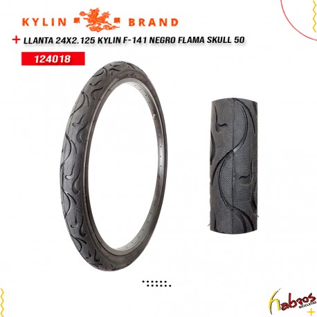 (124018) LLANTA 24X2.125 KYLIN F-141 NEGRO FLAMA SKULL50