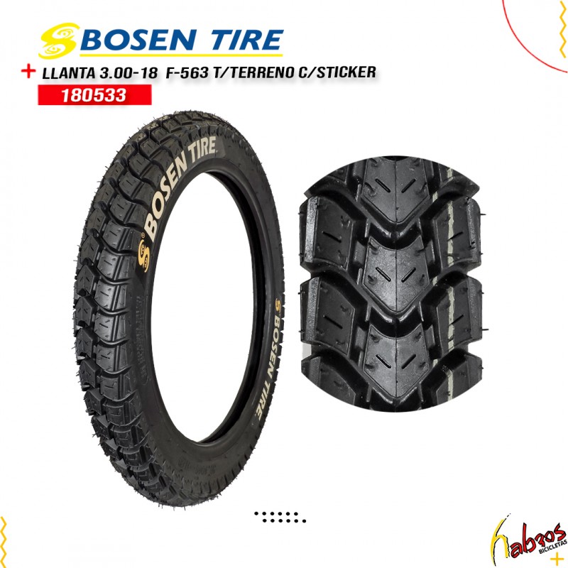 (180533) LLANTA 3.00-18 BOSEN F-563 T/TER C/STICK