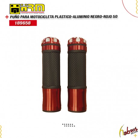 (189658) PUÑOS MOTOCICLETA PLASTICO ALUMINIO NEGRO/ROJO 50