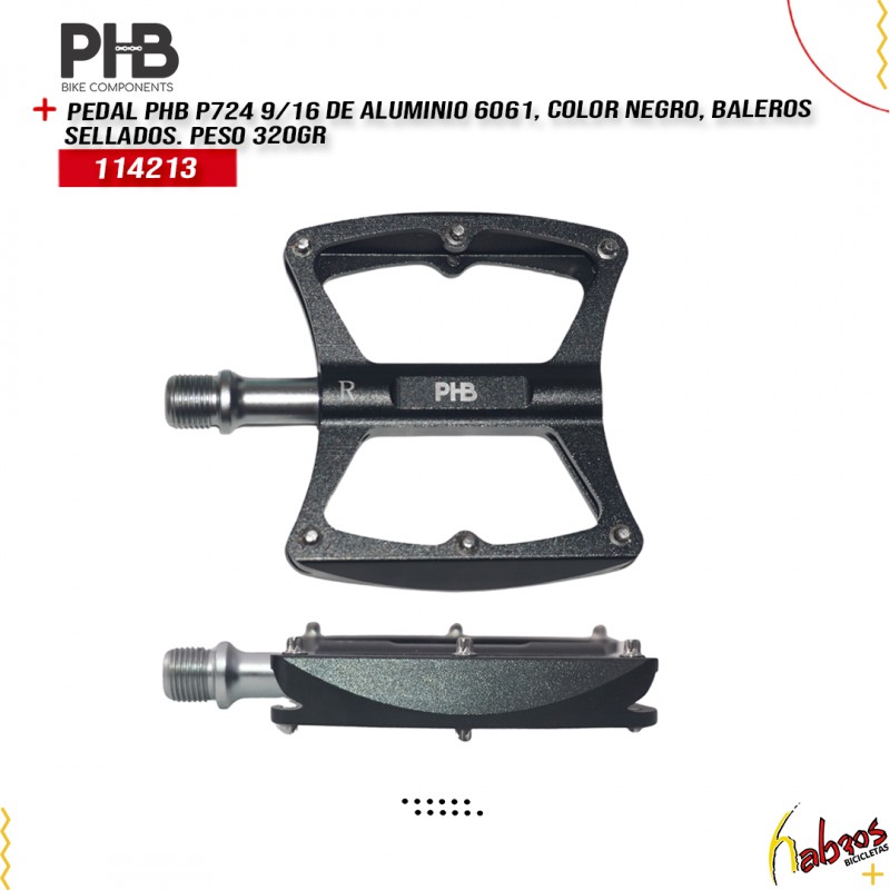 (114213) PEDAL 9/16 PHB MTB ALUMINIO P724 CON BROCHE NEGRO50
