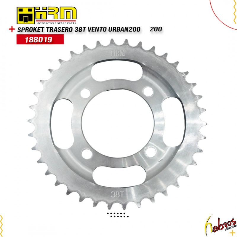 (188019)SPROKET TRASERO 38T VENTO URBAN200      200