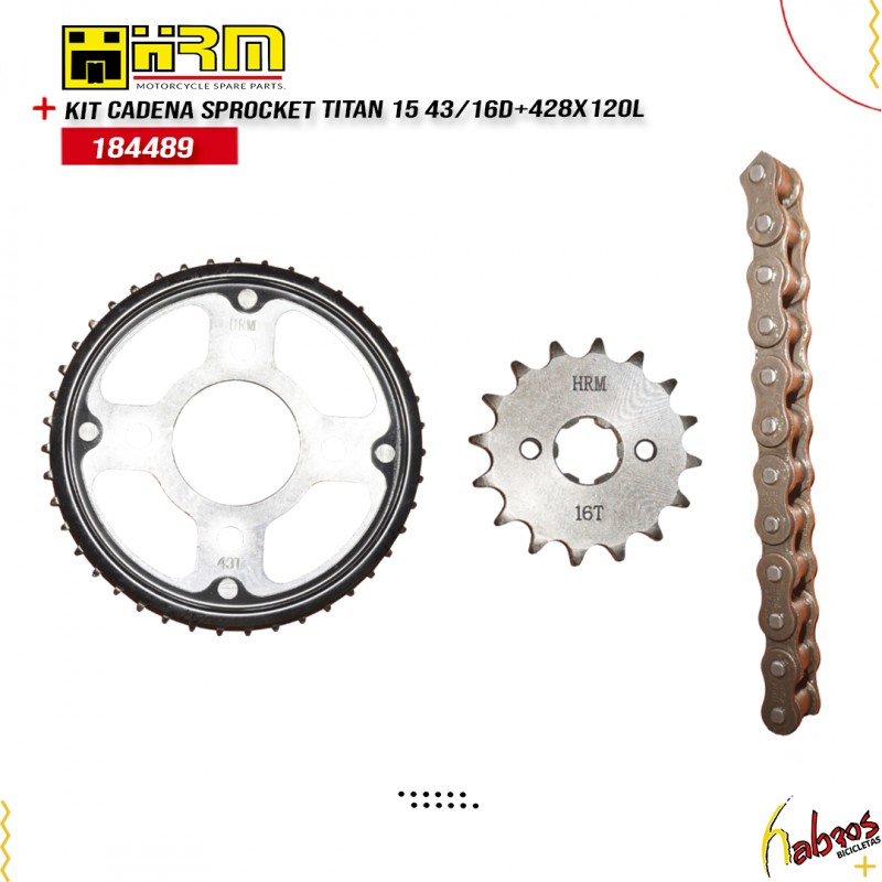 (184489)KIT CADENA /SPROCKET, TITAN15 43/16D+428X120L