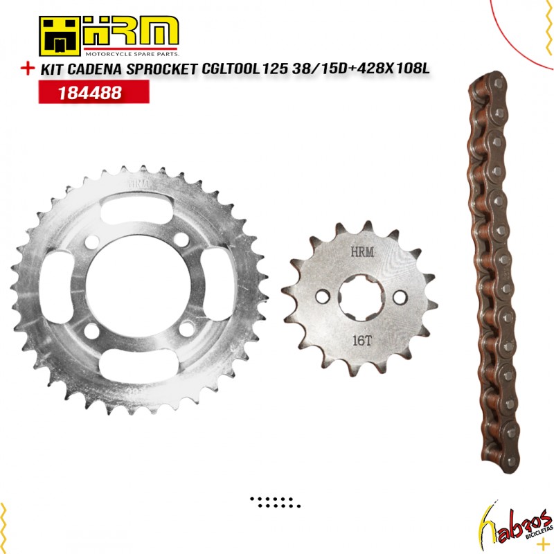 (184488)KIT CADENA/SPROCKET, CGLTOOL125 38/15D+428X108L