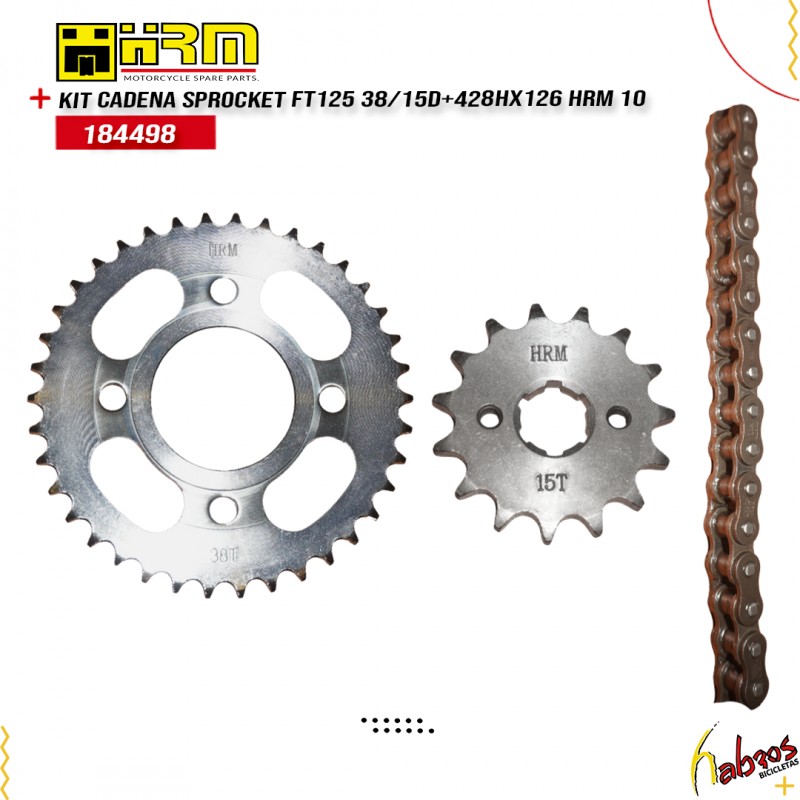 (184498)KIT CADENA/SPROCKET, FT125 38/15D+428HX126 HRM 10