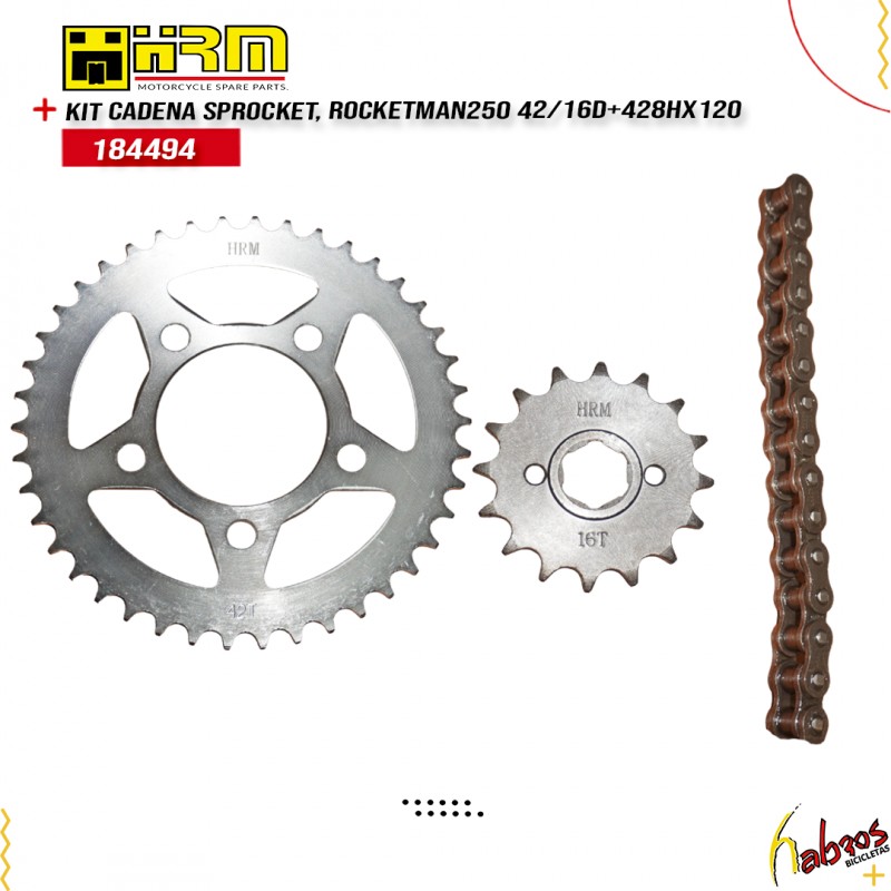 (184494)KIT CADENA/SPROCKET, ROCKETMAN250 42/16D+428HX120