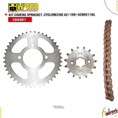 (184491) KIT CADENA/SPROCKET, CYCLONE200 42/15D+428HX116L