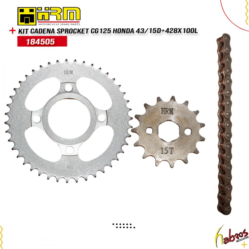 184505 (KIT CADENA/SPROCKET CG125 HONDA 43D -15D)