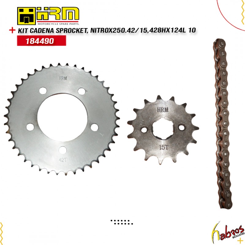 (184490)KIT CADENA/SPROCKET, NITROX250.42/15,428HX124L 10