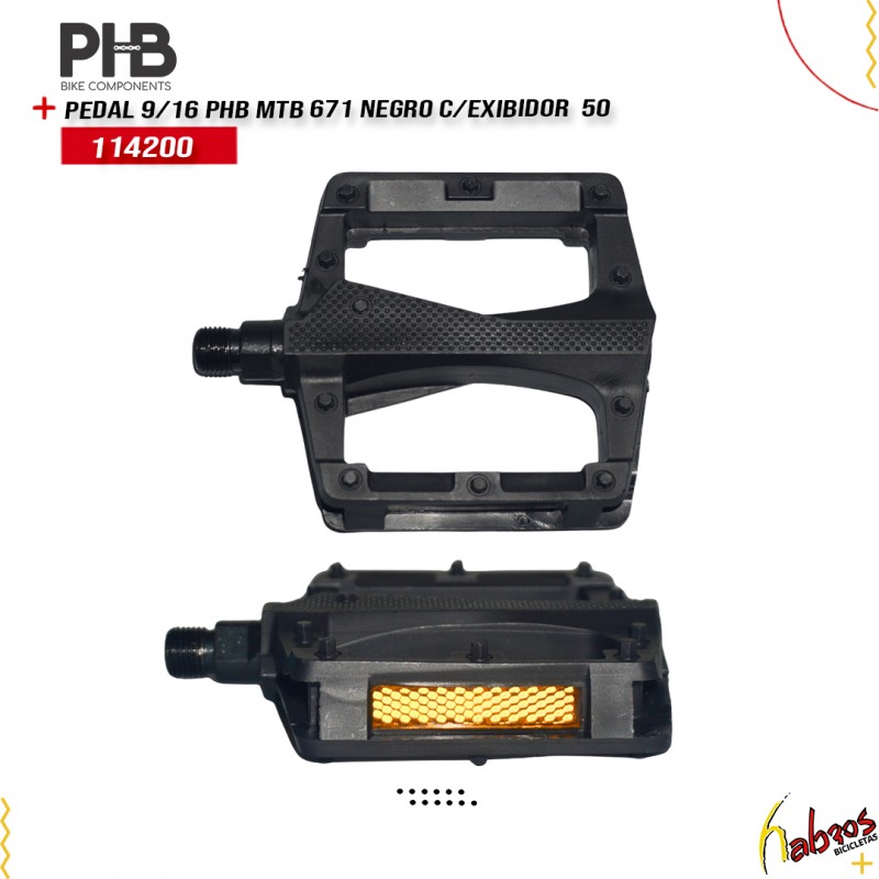 (114200)PEDAL MTB 9/16 PHB C/B ROJO C/EXIBIDOR 50